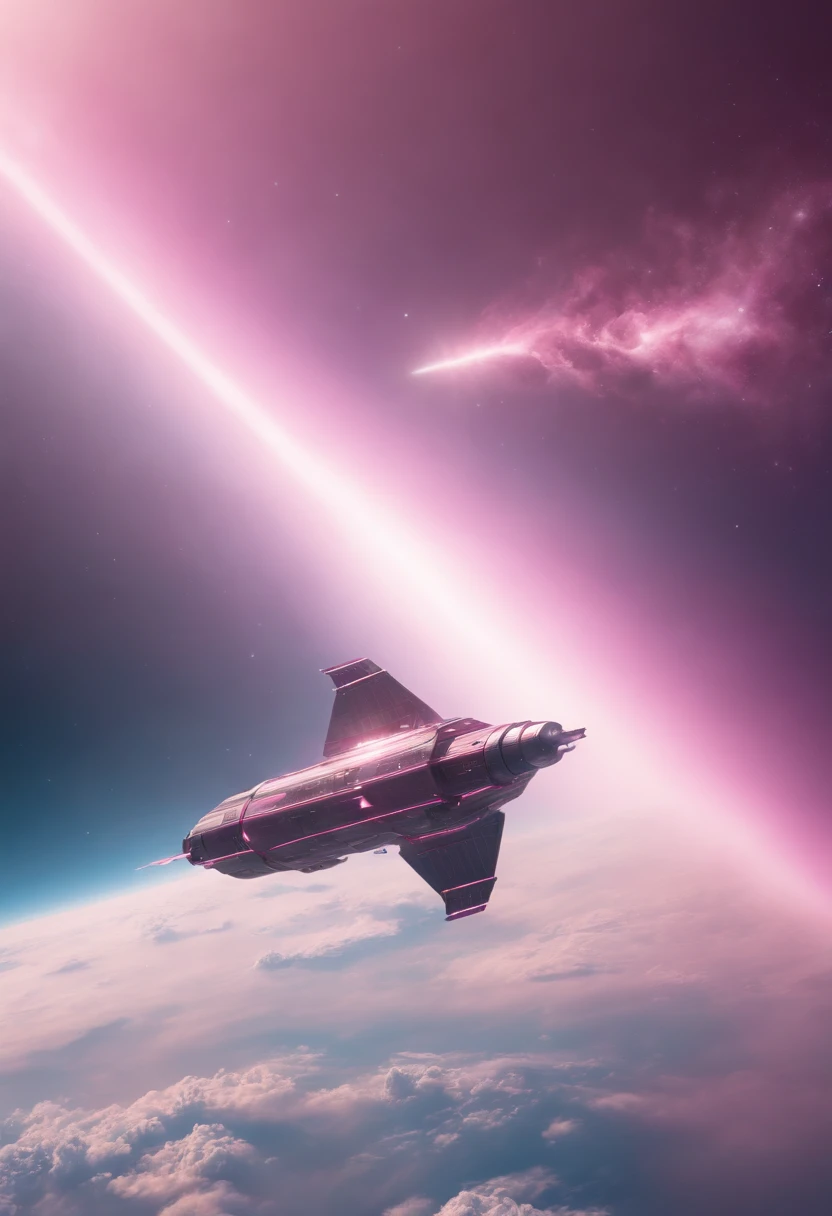 Spaceship, on the sky, With pink unicorns,Requires GIF generation