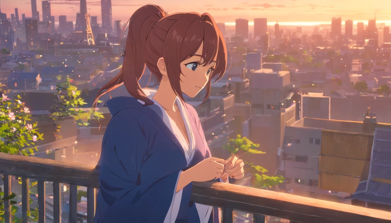 Best quality at best,tmasterpiece,The is very detailed,Face details,8K, detailed back ground,1girll,独奏,Silver hair,eBlue eyes,pigtails,long whitr hair,wavey hair,voluminous hair,pony tails,french braid,Blushlush,ssmile,Shawl,Chinese city,lace-trim,Big breasts corset,the night,themoon,scenecy,high place,horizon,ventania,wind blown,flowerbed,looking at viewert