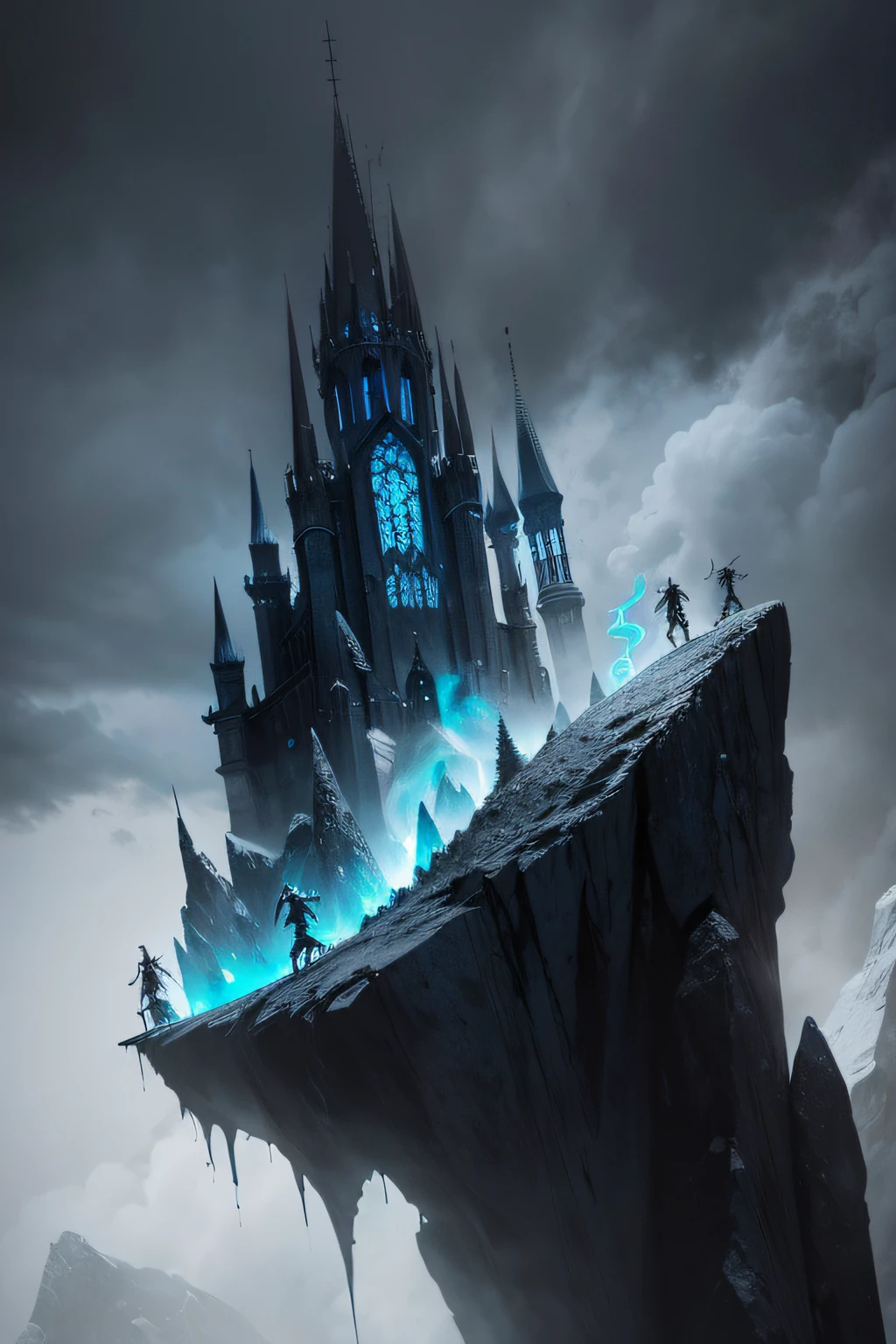 crea un abismo rocoso , than the spectral cold sensation , gothic style , nevado , devilish , pon muchas rocas , , usa colores rojo , negro, gris, amarillo ,azul, sin arquitectura