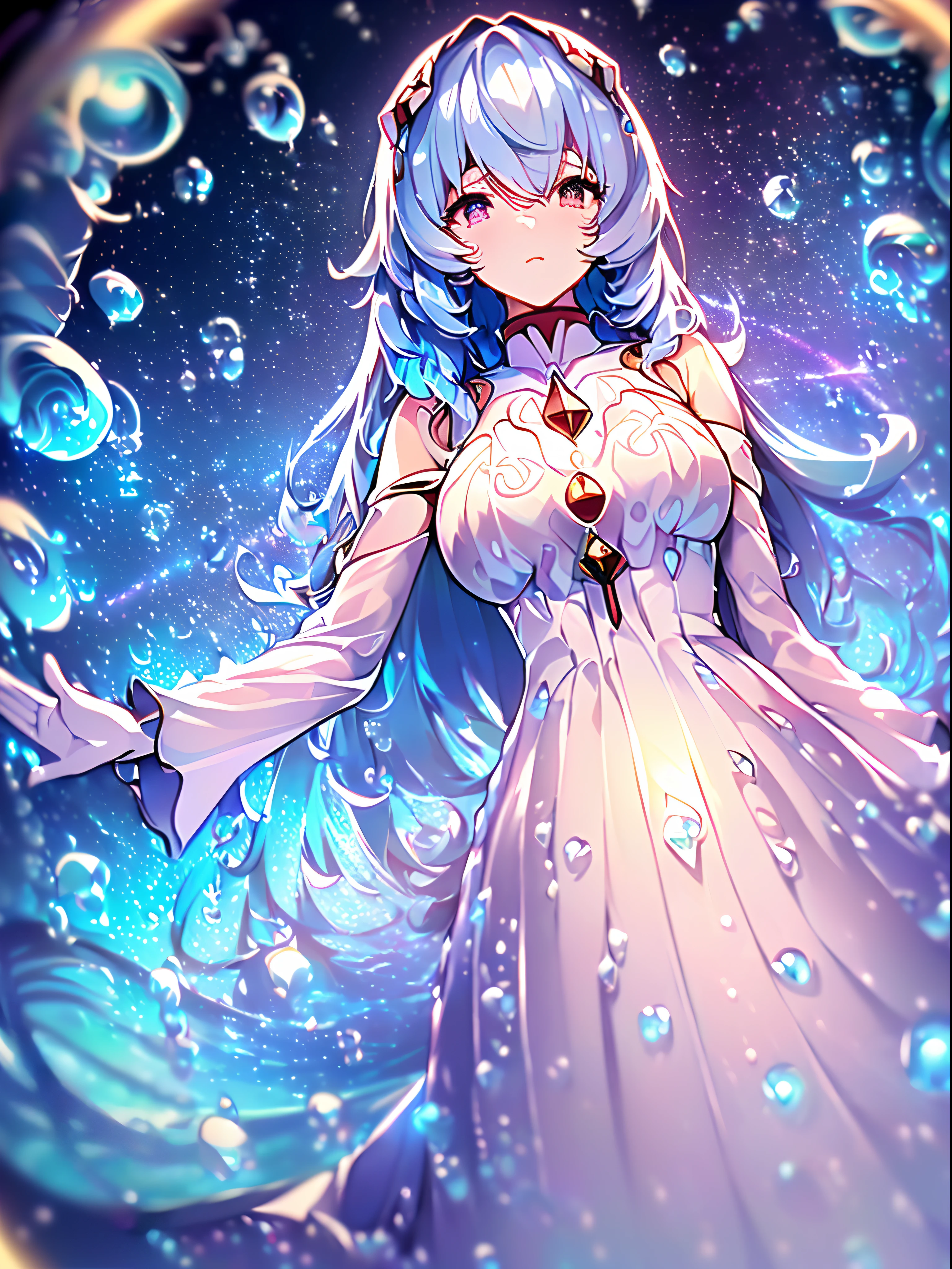 (((ayanami rei))),((((BREAK,Design an image with a fisheye lens effect, capturing a wide field of view with a distinctive, curved perspective.BREAK,)))((1girl:1.1,solo,))(masterpiece,best quality, official art,aim to viewers, beautiful and aesthetic:1.3),((ultra high res,golden ratio,)) (4k),((seen from above,dawn,rainbow,in the ocean,raindrops, dreamland,beautiful sky,detailed aurora)),((((spiral bubbles,))))dynamic lighting, cinematic lighting,(fantasy,blur image,((psychedelic)),((dreamy)),((holographic projection,))radiosity, physically-based rendering,automatic white balance), technological sense,Amazing,sharp focus,detailed background,rich background, (((high detailed skin,)))dynamic lighting,intricate detailed outfit,glowing eyes,watery eyes,((long hair,))deadpan,skiny,slender,smooth beast,white lolita dress,long sleeves,White gloves,headgear,(masterpiece sidelighting),(bishoujo,lustrous),(sky blue hair,pink eyes,）[[delicate fingers and hands:0.55]::0.85],(detail fingers),(((Ultra Photographic Quality,ultra wide angles)))),((incredibly absurdres,photoreality)),(realilty:0.7),((micro distance,bust,))diamond rings,((extremely_detailed_eyes_and_face)),(disheveled hair),FilmGirl,(dynamic configuration: 1.2),Brilliant,drifting Nebula,ethereal, glossy ,striking contrast,high saturation