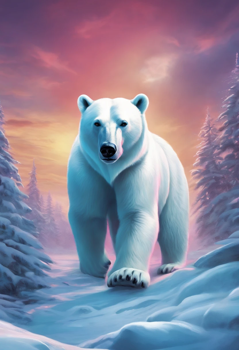 cartoon cyberpink polar bear at war