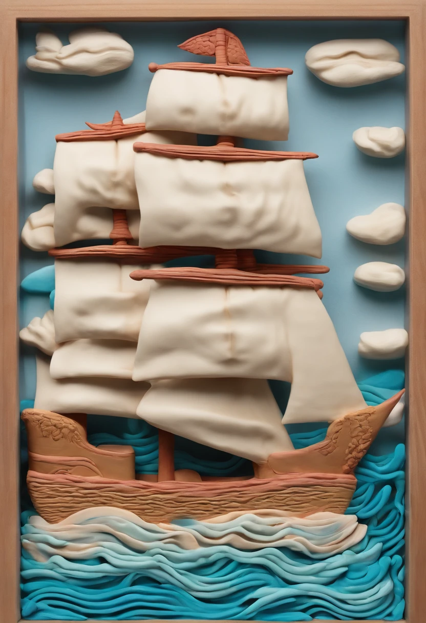 A ship sailing into the ocean, a big wave, 3mermaid  swimming behind the ship, near the show8K