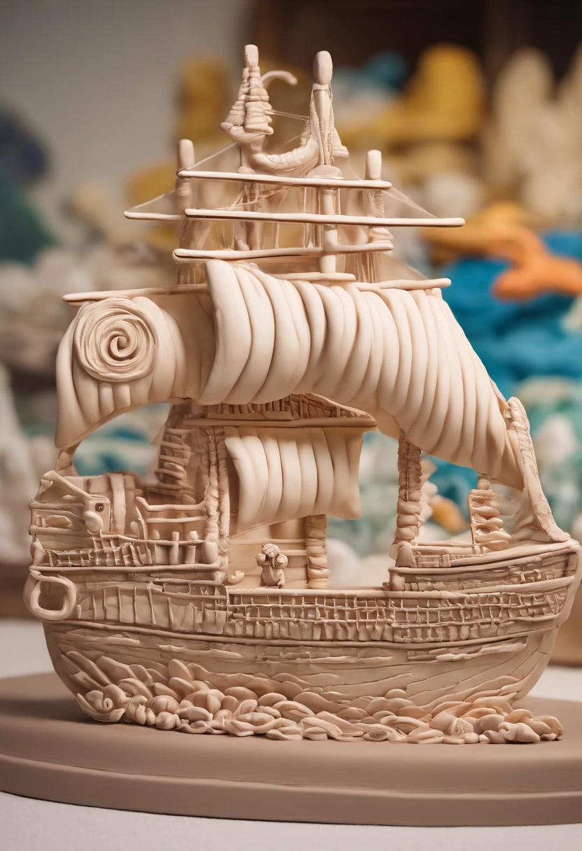 A ship sailing into the ocean, a big wave, 3mermaid  swimming behind the ship, near the show8K