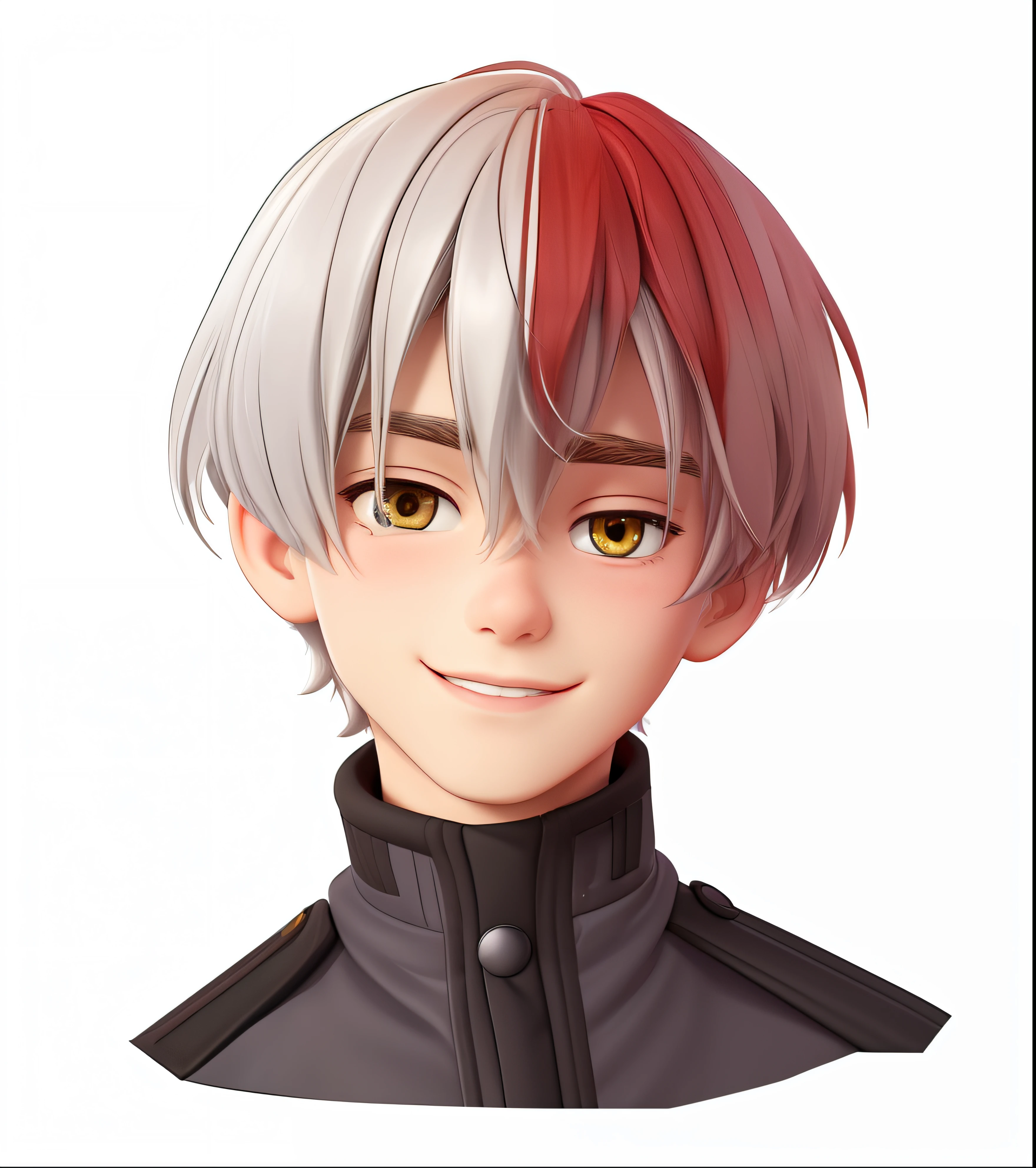 A young man of 18 years old, White hair cute and handsome, cartoon, yellow background