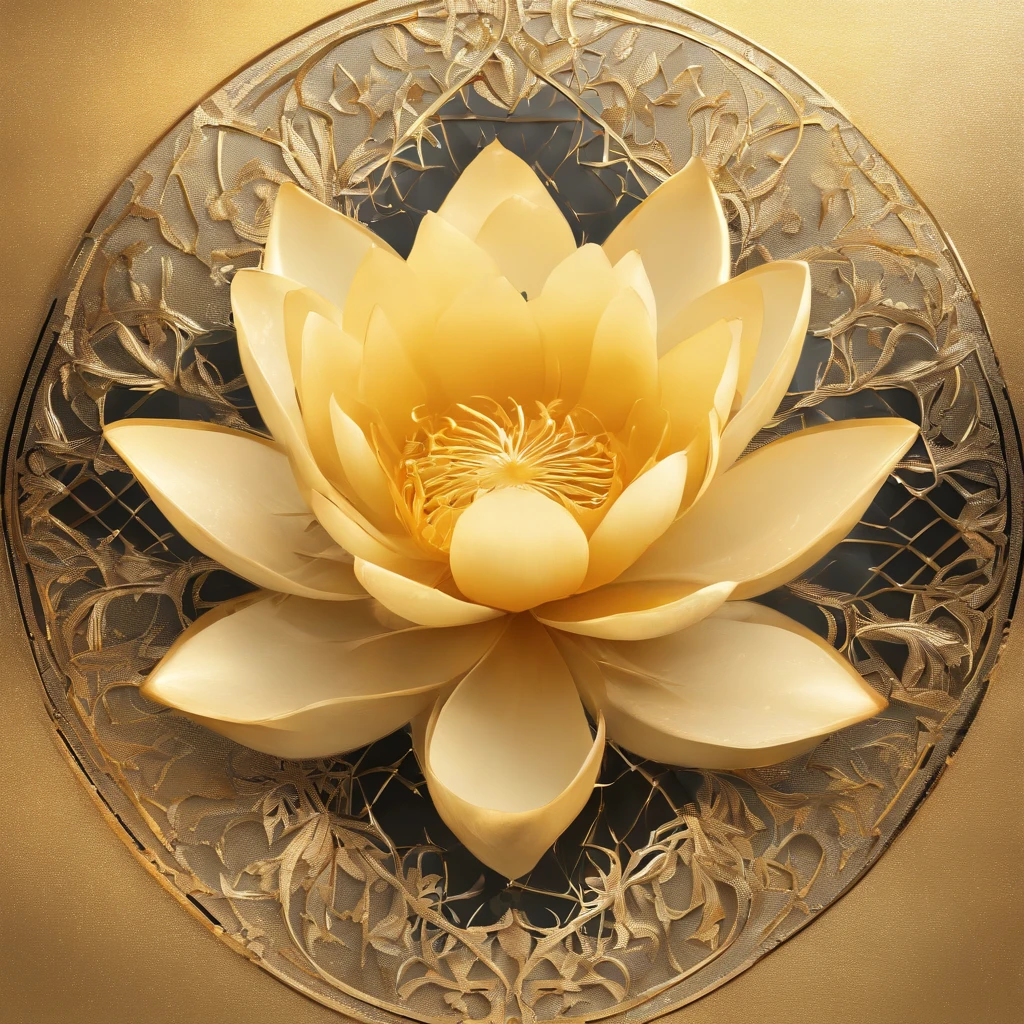 A golden water lily, lotus petals, radiating golden light, Lotus, with lotus flowers, glowing golden aura, a golden halo, soft golden light, glowing delicate flower, lotuses, gold ethereal light, gold flowers, sitting on a lotus flower, gilded lotus princess, Golden glow, Golden light, golden background with flowers, (extremely detailed CG unity 16k wallpaper:1.1), (Denoising strength: 1.45), (tmasterpiece:1.37), ray tracing, god rays, UHD, award winning