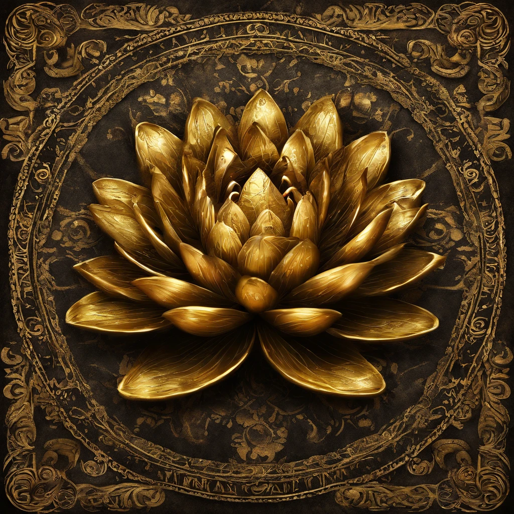 A golden water lily, lotus petals, radiating golden light, Lotus, with lotus flowers, glowing golden aura, a golden halo, soft golden light, glowing delicate flower, lotuses, gold ethereal light, gold flowers, sitting on a lotus flower, gilded lotus princess, Golden glow, Golden light, golden background with flowers, (extremely detailed CG unity 16k wallpaper:1.1), (Denoising strength: 1.45), (tmasterpiece:1.37), ray tracing, god rays, UHD, award winning