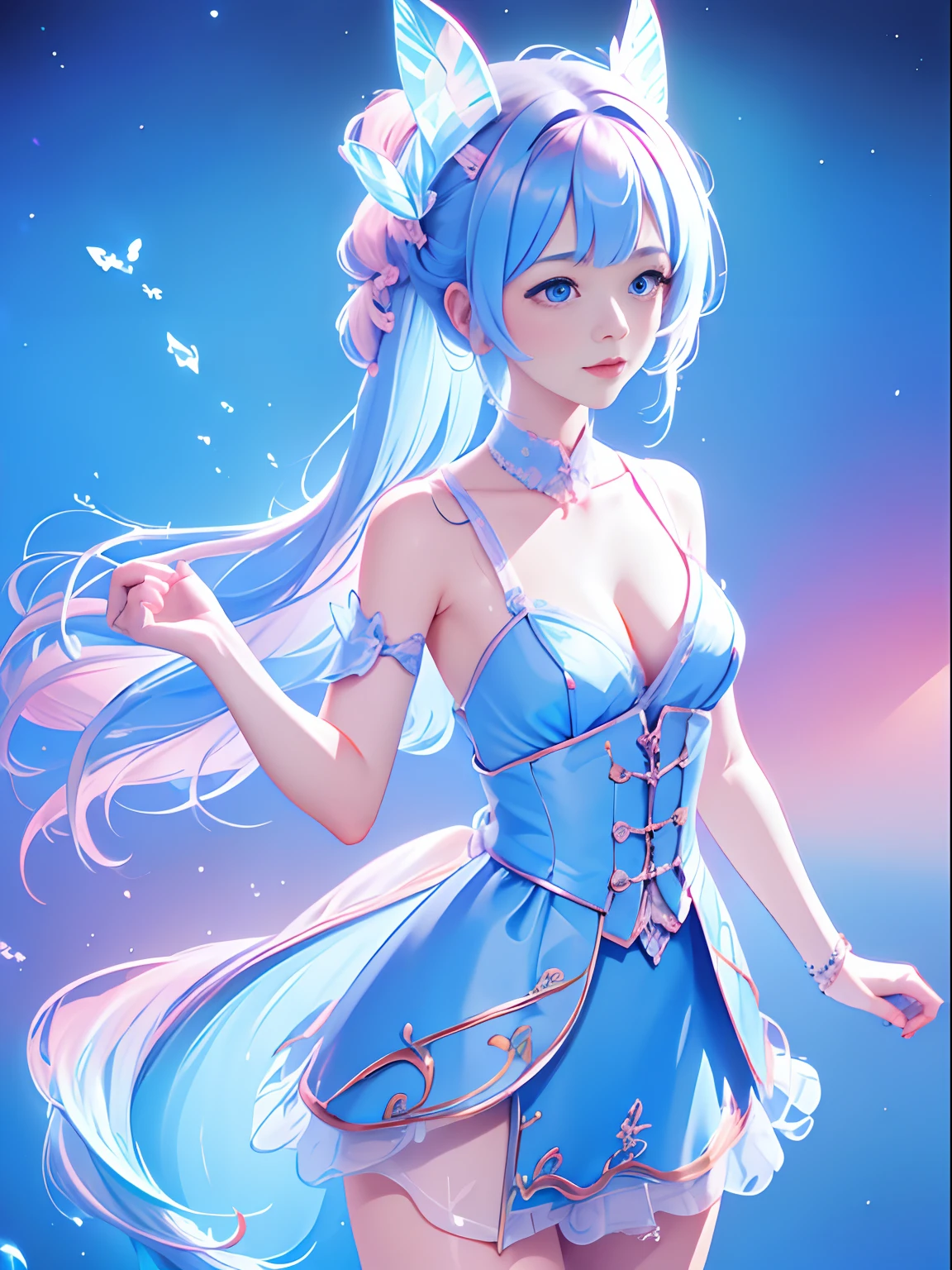 (Full body like:1.4),Detailed and accurate depth of fields,8K, A high resolution, masterpiece, beautiful wallpapers, high quality, high detail, the perfect face, butterfly, dragonfly,
crystallineAI