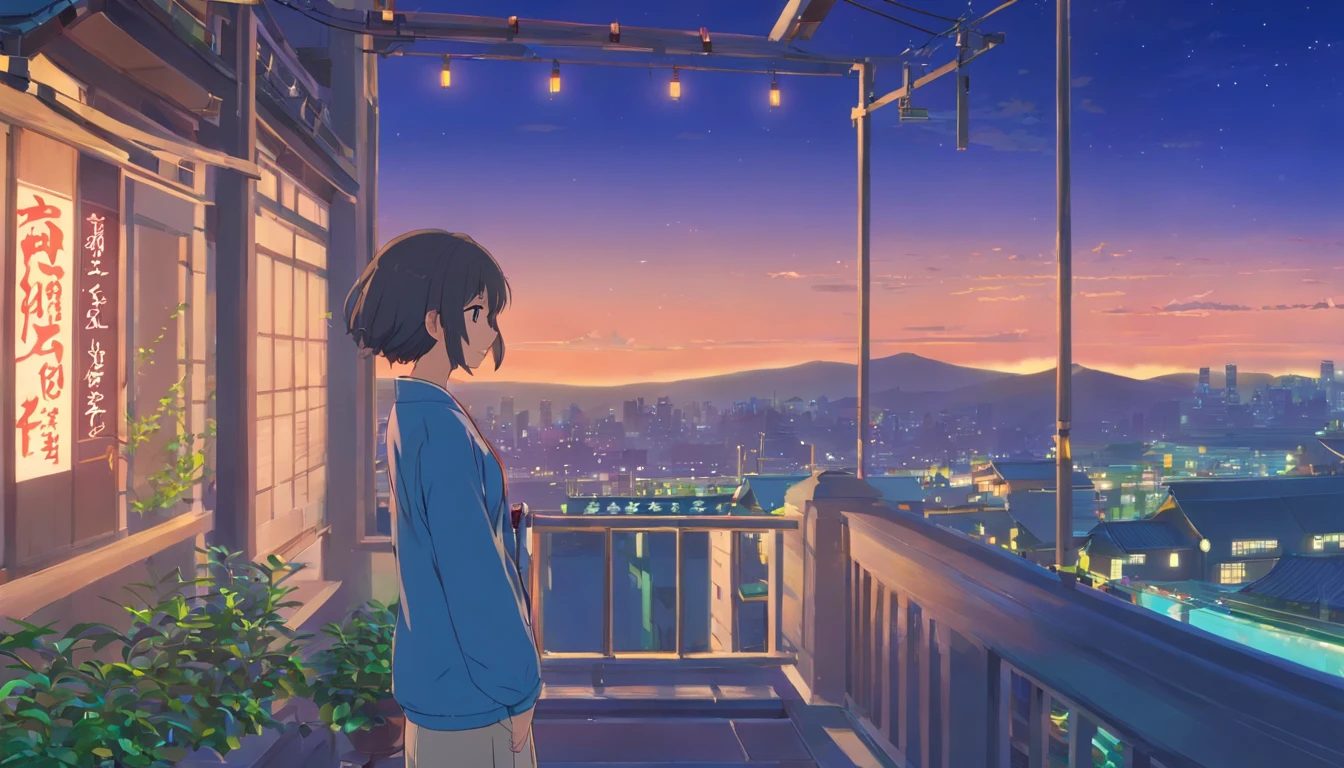 Best quality at best,tmasterpiece,The is very detailed,Face details,8K, detailed back ground,1girll,独奏,Silver hair,eBlue eyes,,Blushlush,ssmile,Shawl,Chinese city,Chinese service,the night,themoon,scenecy,high place,horizon,ventania,wind blown,flowerbed,looking at viewert