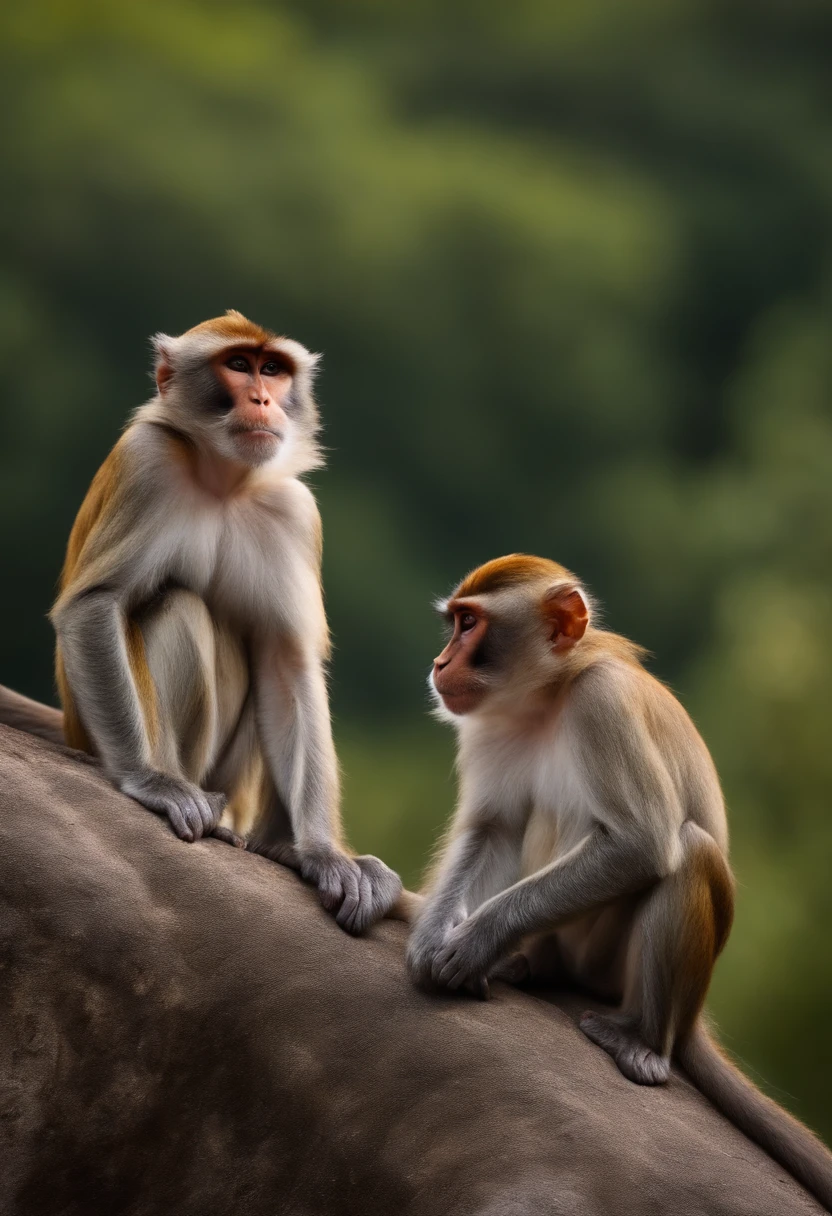 in the tallest hill, two monkeys looking at the sky while lying down
