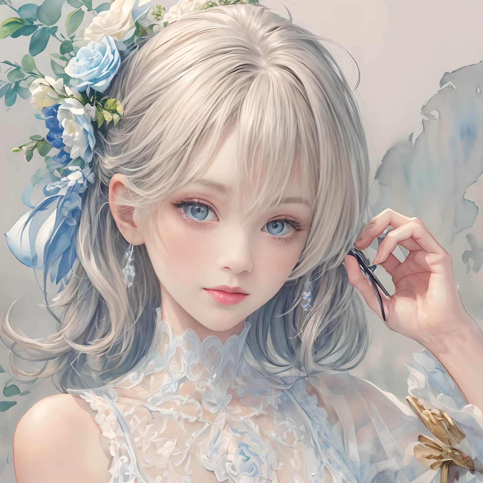 (masterpiece),(best quality:1.1),(ultra-detailed),best illustration,finely detail,(watercolor drawings:1.4),(hand-painted:1.2),(Watercolor brush hair),