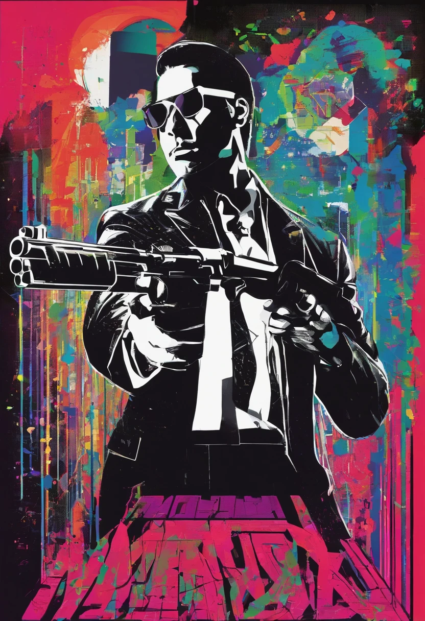 arafed man in a black suit holding a gun and aiming, neo from the matrix, neo from matrix, movie still from the matrix, from matrix ( 1 9 9 9 ), from matrix(1999), wires from the matrix movie, still from the matrix (1999), movies with guns, action scene from the film, style of the matrix,16k.