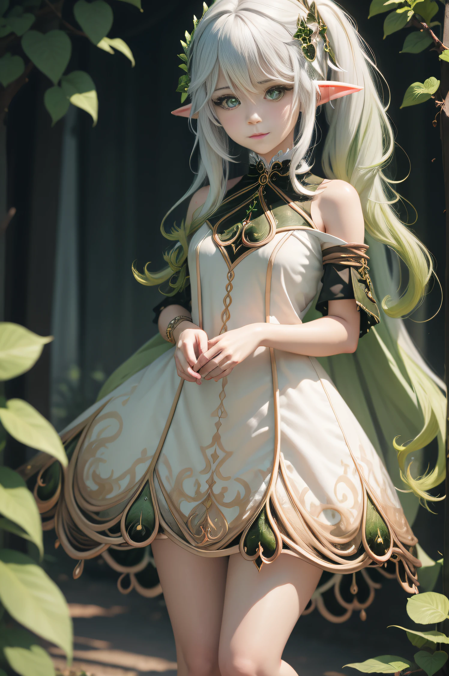 Adult girl standing and looking at the camera, pixie, elf ears, Beautiful elven ears, The girl is dressed in a Gothic dress, Long Dress, pony tail, High-quality beautiful eyes, beatiful face, High Quality Face, dark sky, Thin, Wet waist, Slender figure, Appearance of the model, confusion, sexuality, Cute beautiful anime woman, detailed digital anime art, beautiful anime girl, beautiful anime girl, Anime with small details, Best Quality, Masterpiece, Ultra-detailed, Beautiful, hight resolution, Original,CG 8K ультрареалистичный, perfect artwork, beatiful face, Face Clean, Skin, hyper realistic, Ultra Detailed, A detailed eye, dramatic lighting, (Realistic) Realistic, Full HD, Best Quality, Best Quality, Beautiful lighting, (8k wallpaper of extremely detailed CG unit), High Details, sharp-focus, The art of dramatic and photorealistic painting, beautiful smile, holds the dress with his hands, lifts the dress,