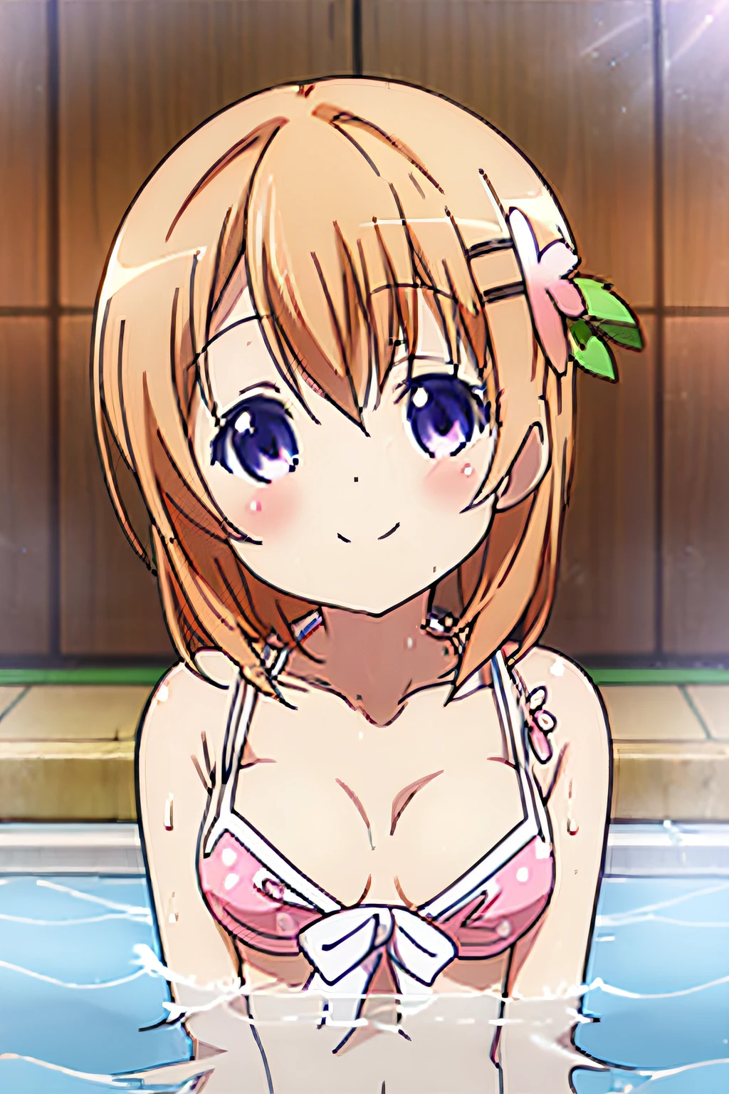 ((masutepiece)), ((Best Quality)), (Ultra-detailed), Bath, Cut girl s, 1girl in, Solo, Micro Bikini 00, ((Beautiful eyes))0, Smile