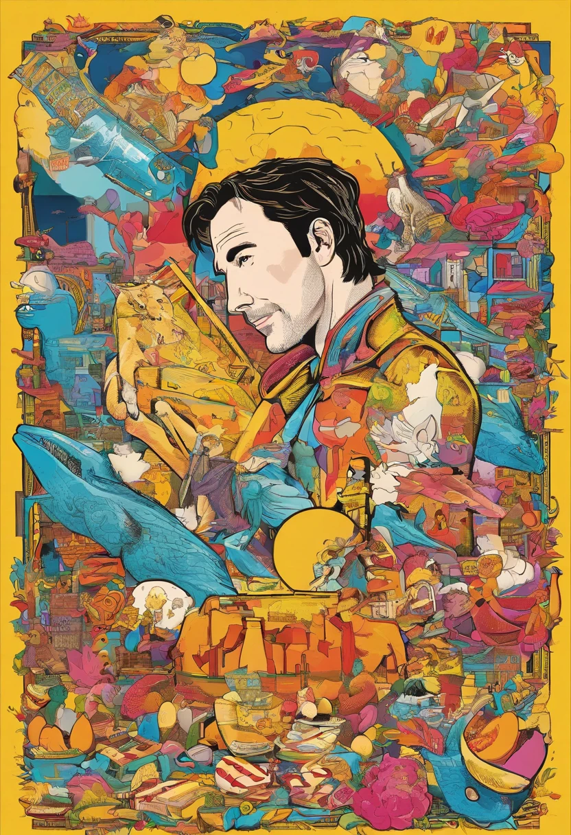 Keanu Reeves，araffe man standing on a sidewalk eating a slice of pizza, a statue by Alvan Fisher, featured on reddit, happening, chris pratt as a potato chip, chris evans with a beer belly, holding a baguette, ryan gosling as roman statue, taken in the late 2010s, chris evans hatches from an egg，16k.