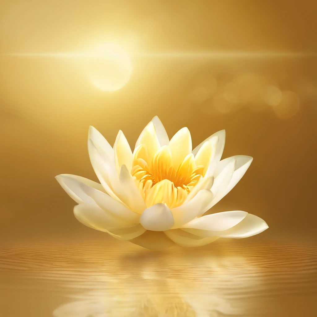 A golden water lily, lotus petals, radiating golden light, Lotus, with lotus flowers, glowing golden aura, a golden halo, soft golden light, glowing delicate flower, lotuses, gold ethereal light, gold flowers, sitting on a lotus flower, gilded lotus princess, Golden glow, Golden light, golden background with flowers, (extremely detailed CG unity 16k wallpaper:1.1), (Denoising strength: 1.45), (tmasterpiece:1.37), ray tracing, god rays, UHD, award winning