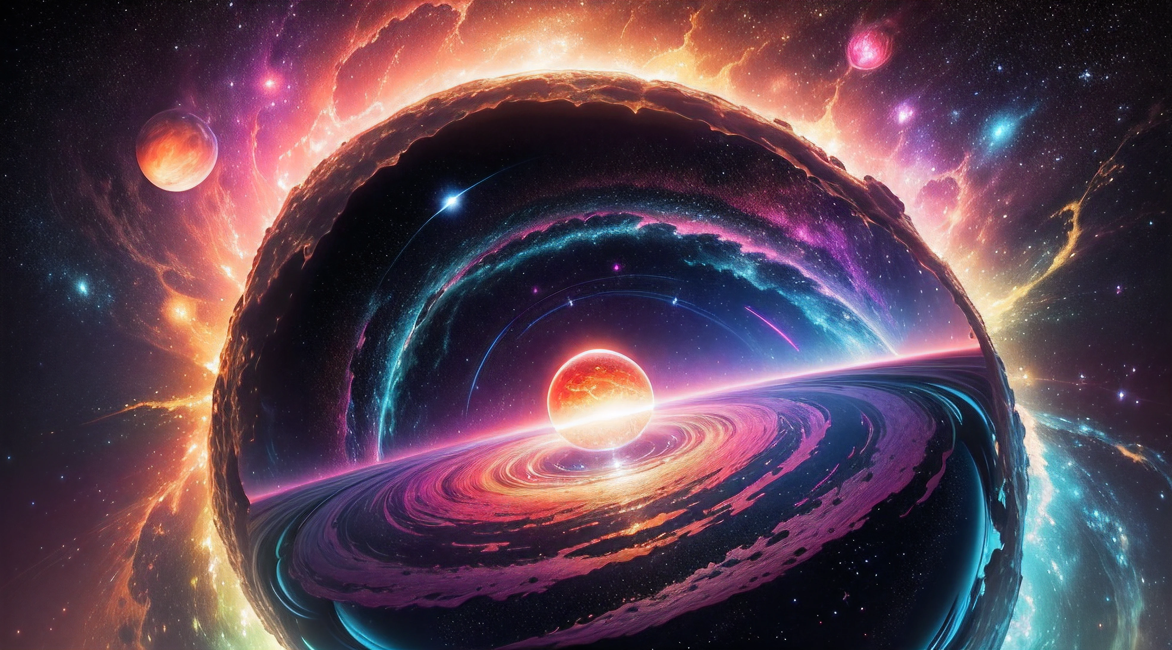 A black hole with a spiral in the center surrounded by stars - SeaArt AI