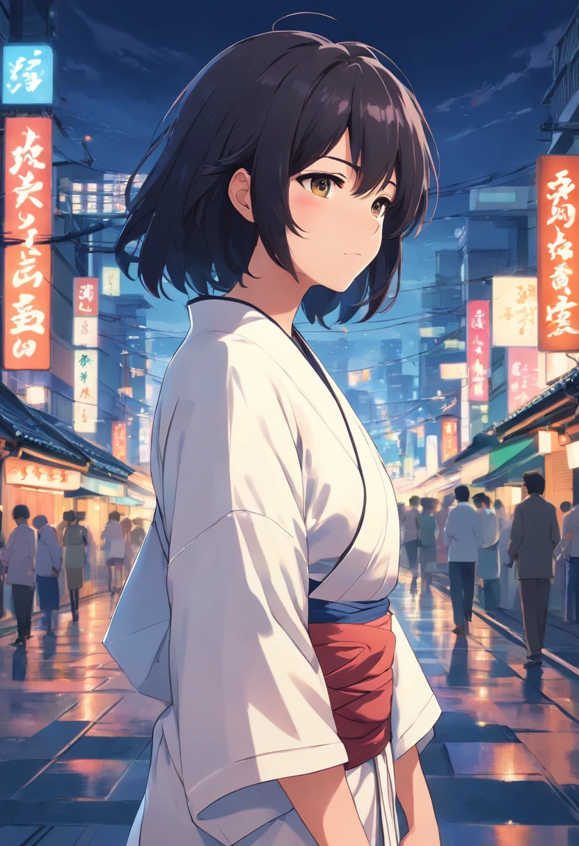 guy, Shoulder-length black hair, white kimono