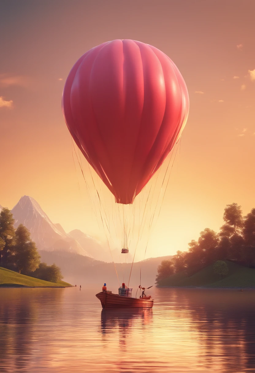 There's a huge balloon in the middle of the lake