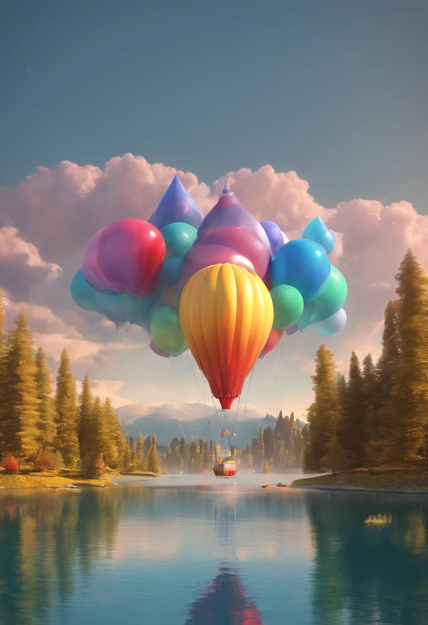 There's a huge balloon in the middle of the lake