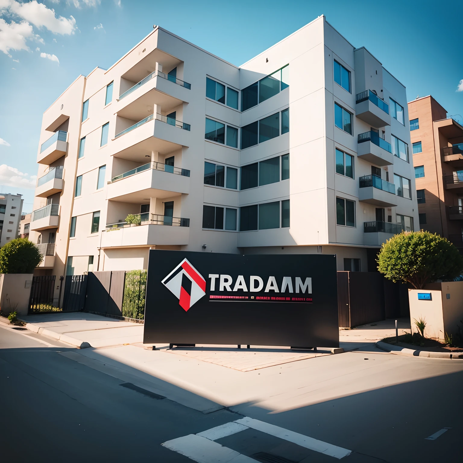 Logo for real estate for sale and rent under the name of Tradam.Consideration
