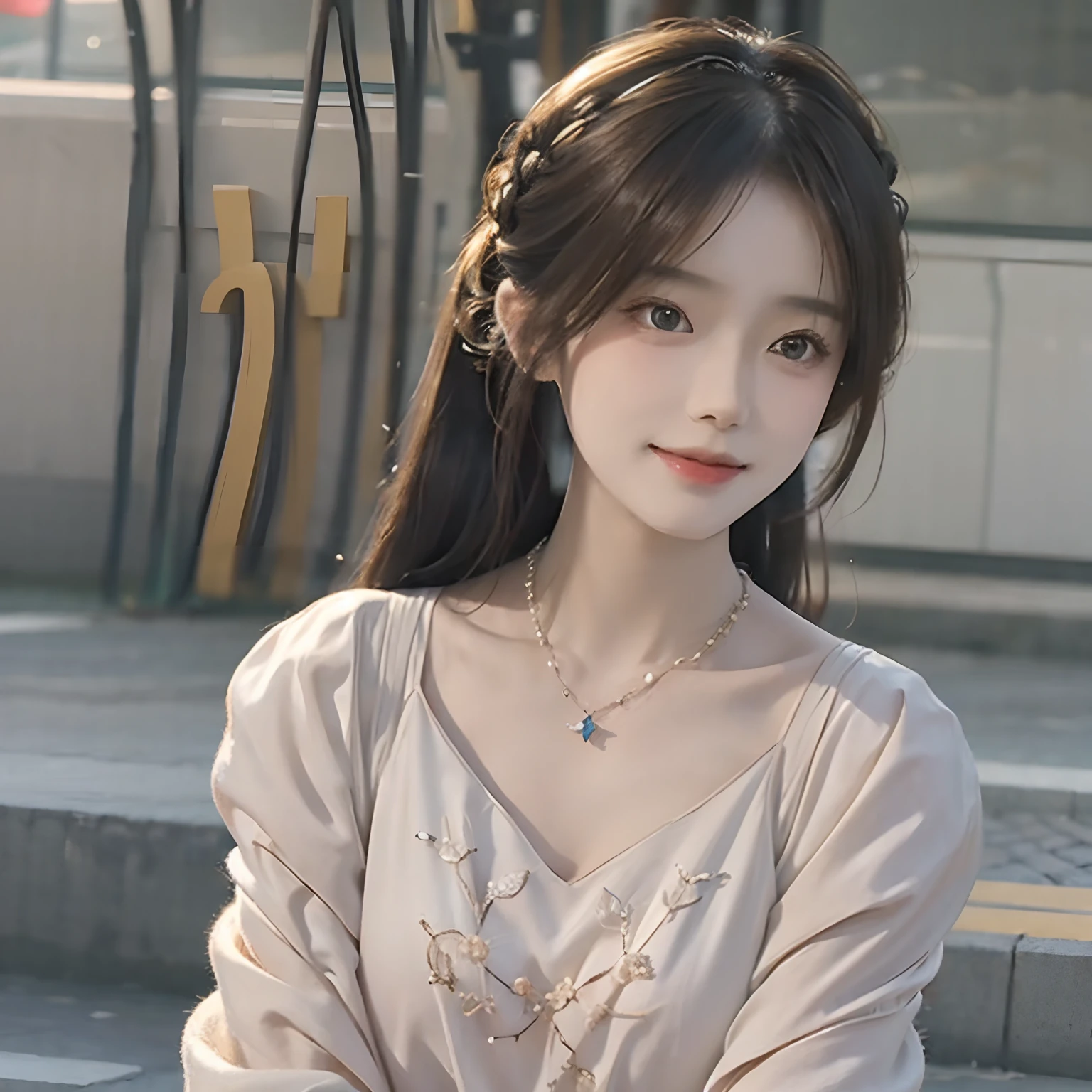 Superb quality, Masterpiece, high resolution, 1girll, Blush, (Seductive smile: 0.8), Star eyes, Chinese Hanfu, Hair accessories, necklace, jewelry, Beauty, On_Body, Tyndall effect, Realism, Shadow room, light edge, Two-tone lighting, (High detail skin: 1.2), 8K Ultra HD, Slr, Soft light, High quality, Volume lighting, candid photo of, high resolution, 4K, 8K, Background blur, Light and tulle,