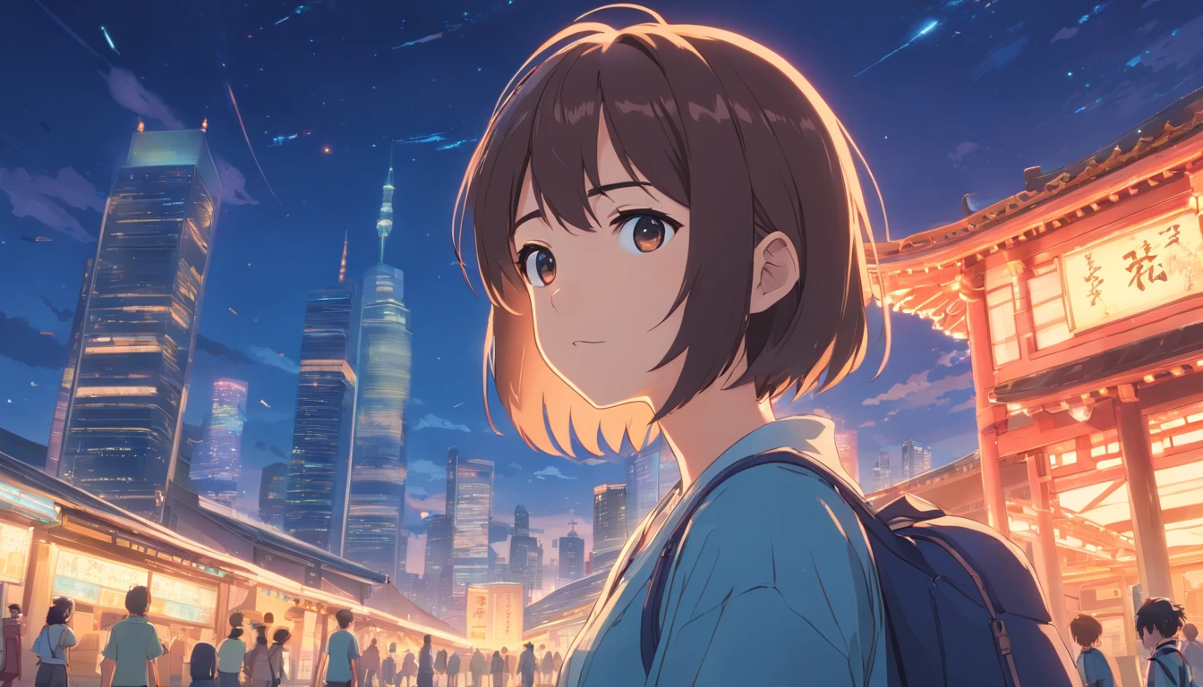 Chinese ink style，Hyper-detailing，comic strip，China-style，pupils，school ground，starrysky，highly detailed surreal vfx，eventide，super-fine，ultra - detailed，high qulity，8K ，oc rendered，dynamic viewing angle