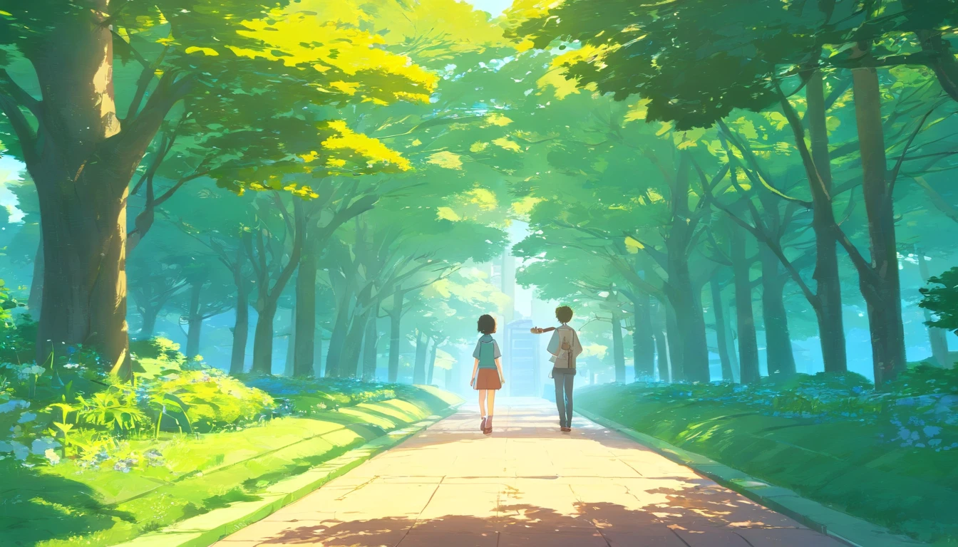 Chinese ink style,Hyper-detailing,comic strip,China-style,pupils,school ground,Dense trees,starrysky,highly detailed surreal vfx,eventide,super-fine,ultra - detailed,high qulity,8K ,oc rendered,dynamic viewing angle