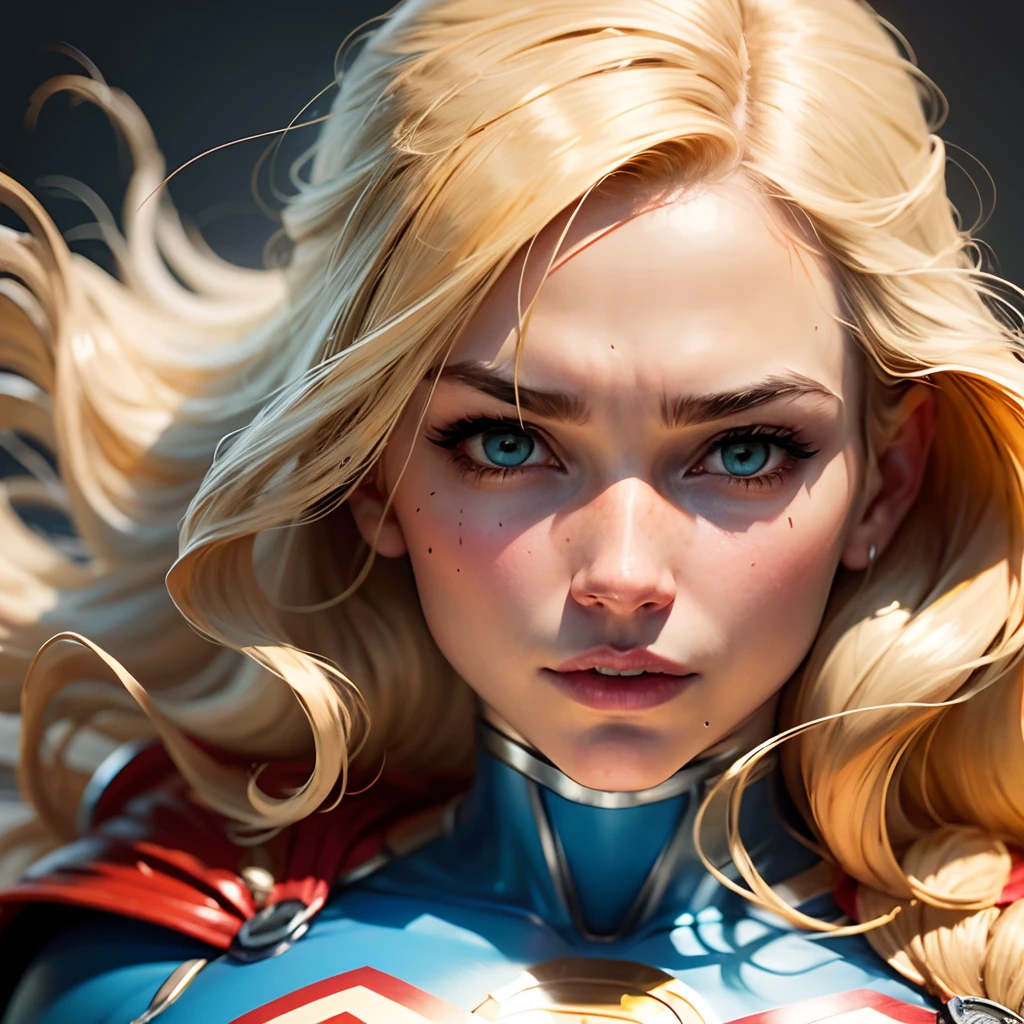 power girl, dc comics, blond hair, white super hero unifo --auto --s2