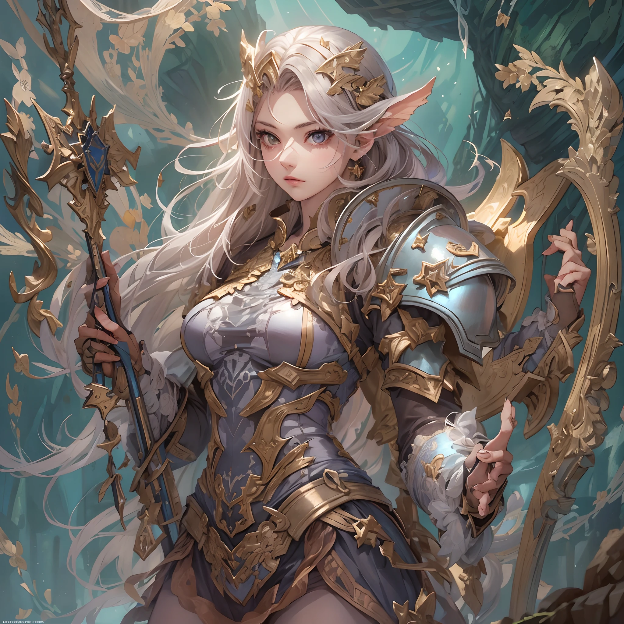 ((Masterpiece, Highest quality)), Detailed face, CharacterDesignSheet, full bodyesbian, Full of details, Multiple poses and expressions, Highly detailed, Depth, Many parts,Beautiful paladin girl,Holding a shield,Extremely beautiful,rainbowing,High Balance, Natural light, Lace,lacepantyhose,starrysky,Star decoration