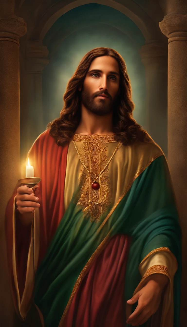 JESUS OLHANDO para a tela, roupas compridas, Religion, Ultra foto realsisim
