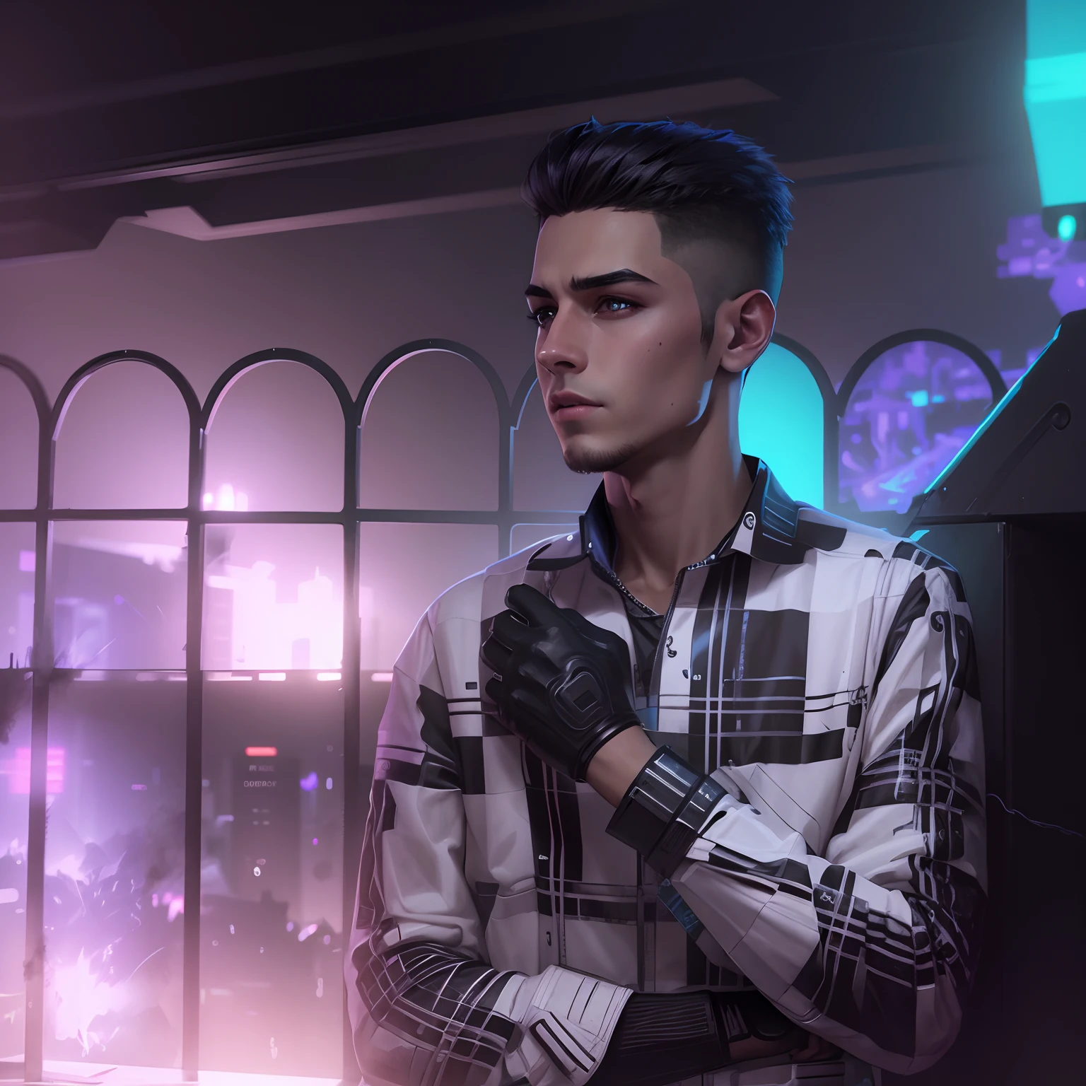Change background cyberpunk handsome boy,realistic face,8k,ultra realistic