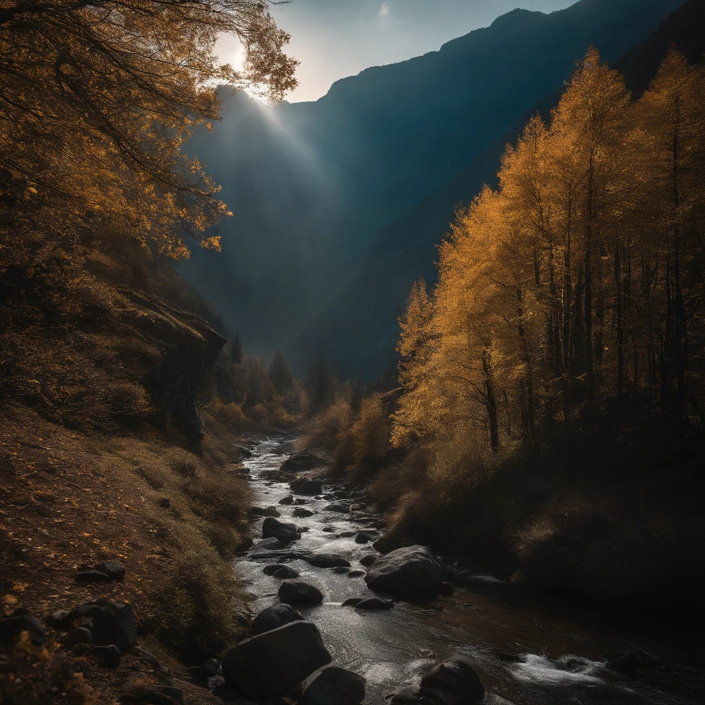 Alpine forest landscape photography,Rugged mountain roads,Clear and transparent lake,the trees,bushes,falling leaf,sun at dawn,Blurred vision,Cliffs and mountains,desolated,Aloneness,Cold,foggy sky,The morning sun that does not dazzle,Nightmare vision,Dark fantasy plot,Perfect and excellent composition,8K分辨率,the detail,limitations,Close-up ultra-wide angle shot,realisticlying,stunning skies,Colorful clouds float,true to life, Pubic area is clear, flawless perfection, Digital SLR, 1024, 2048, 4096, A detailed, Sharp, best qualtiy, high qulity, absurderes,unmanned background,The is very detailed、Detailed lighting shadows,Trends on ArtStation、iintricate、high detal、dramatics、(Volumetriclighting:1.2)hdr shot。(Close-up,Super deep view,ultra-wide-angle,Microfocal length lens:1.2)(realisticlying:1.4)tmasterpiece、high high quality、Beautiful photography,globalillumination