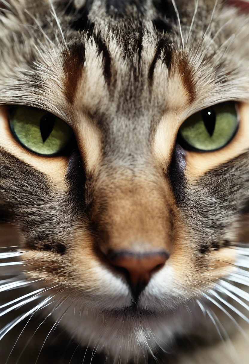eine Katze，ultra-realistic 8k，hyper-detailing,High-precision details，Octalized rendering, (Don't appear in human form: 1.4) ，facing at camera，facial closeups