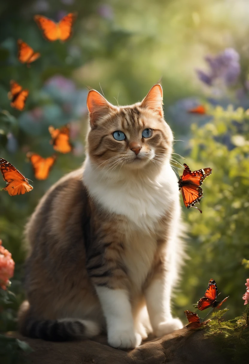 Cat looking at butterflies, Very attractive