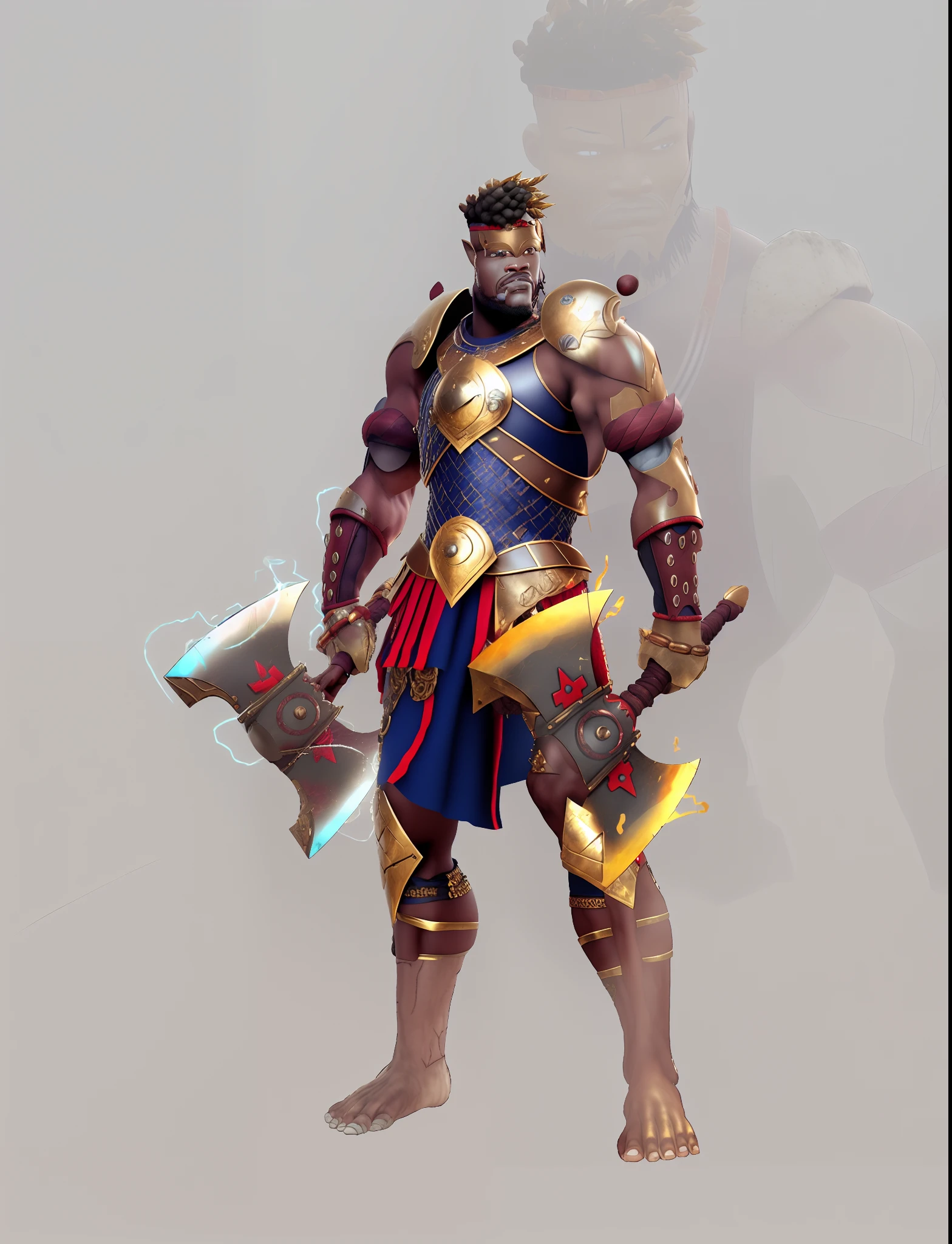 African gladiator armour, ancient celestial battle field background