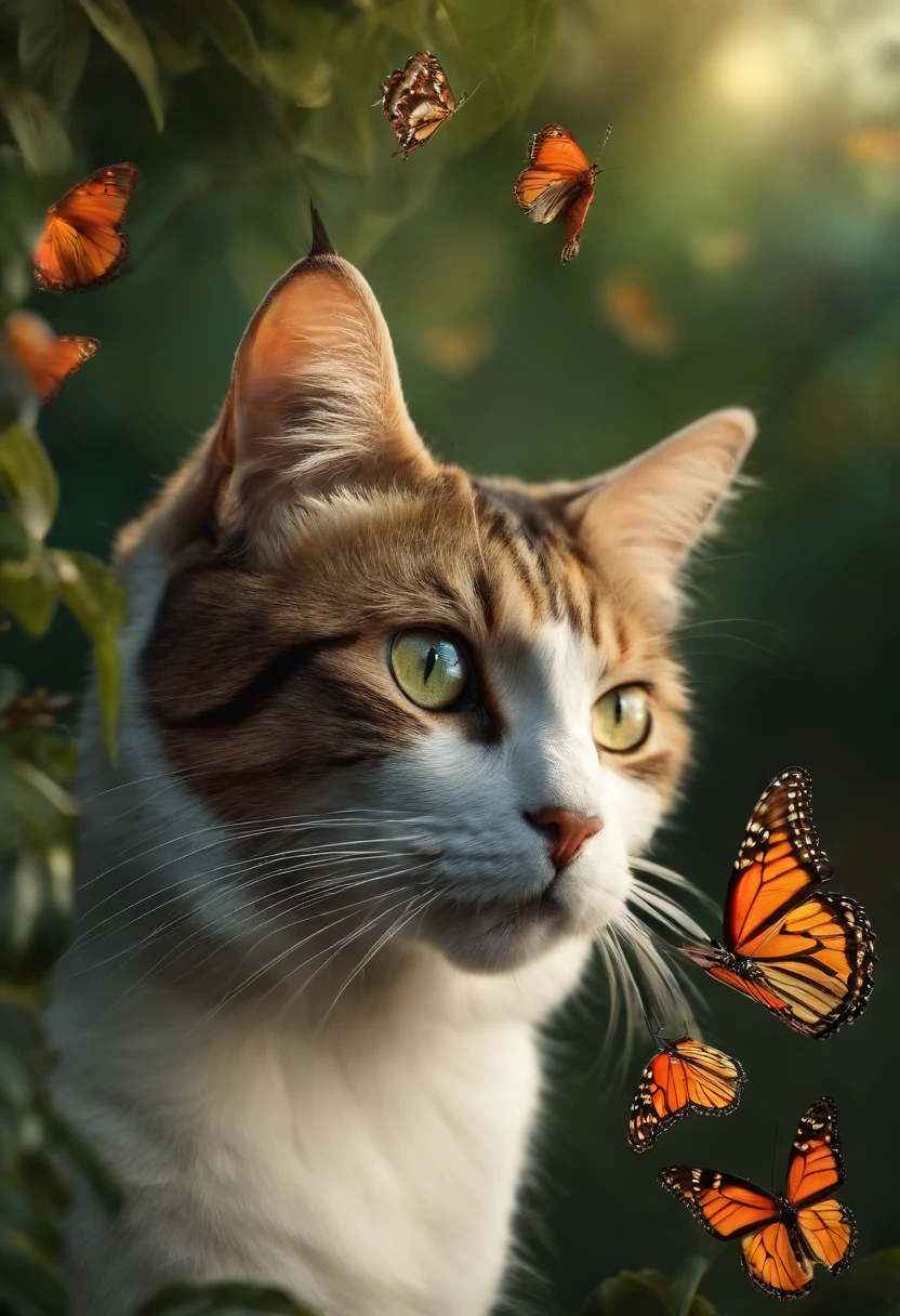 Cat looking at butterflies, Very attractive
