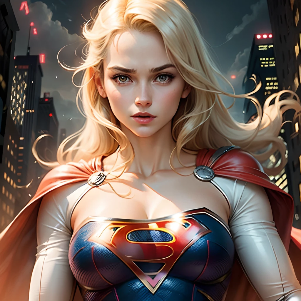 supergirl vs powergirl, dc comics, Gotham city, blond hair, beautiful face, perfect bodys --auto --s2