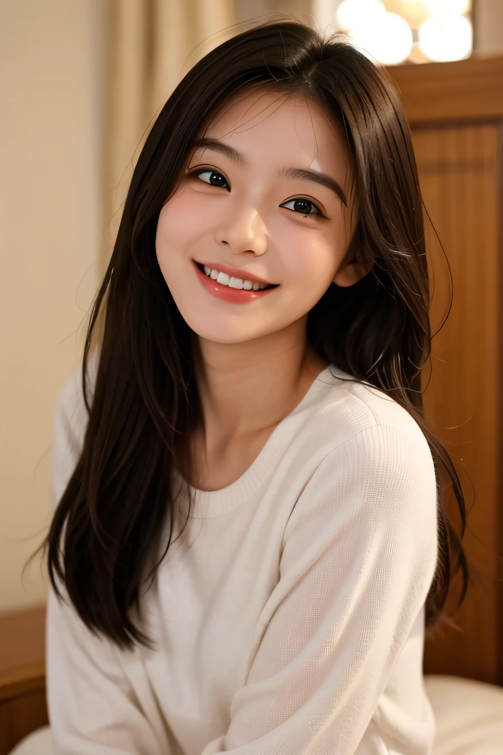 one girls，Cute jaw、20yr old、Happy smile when looking at this