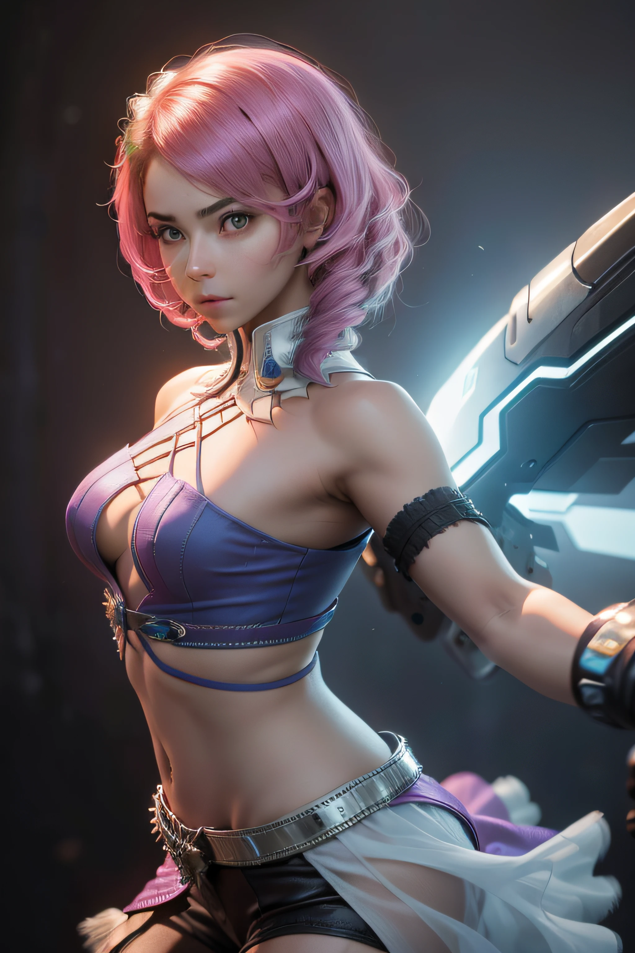 master part,melhor qualidade,1girl,Alisab,cabelos multicoloridos,Flor do cabelo,mechanical wings,Uniforme escolar,surpreso,rua,Tekken7