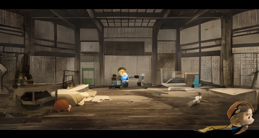 There's a little boy playing in this scene