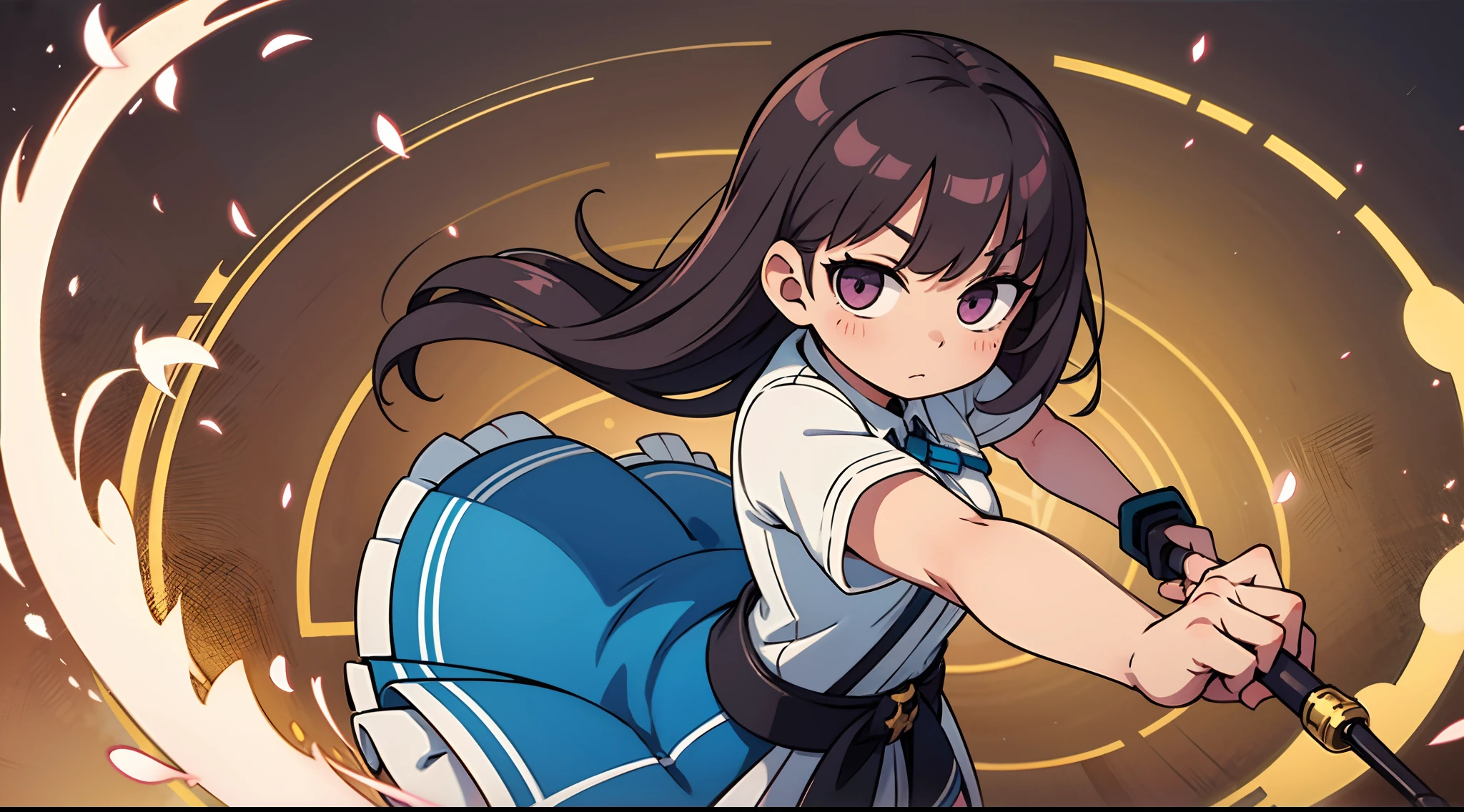 Woman with weapon coming out of body、kawaii、A magic circle appeared overhead and at your feet.、