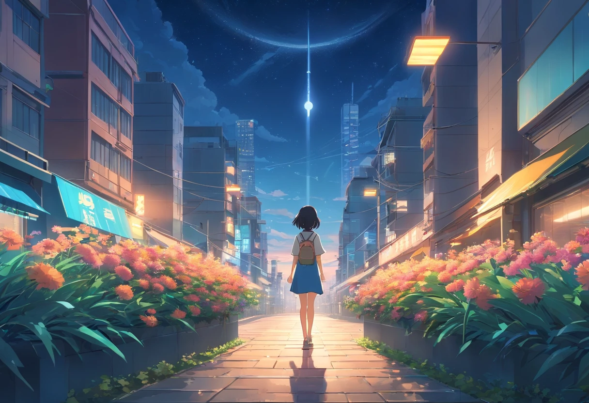 Best quality at best,tmasterpiece,The is very detailed,Face details,8K, detailed back ground,There are no characters,There are no roles,Pure landscape view,独奏,Chinese city,Chinese service,the night,themoon,scenecy,high place,horizon,ventania,wind blown,flowerbed