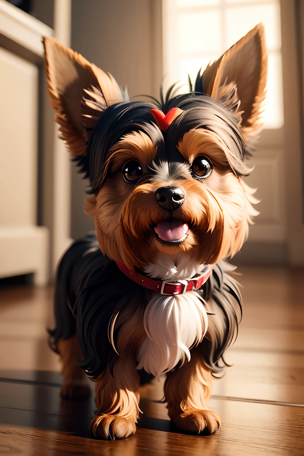 3d image happy yorkshire terrier