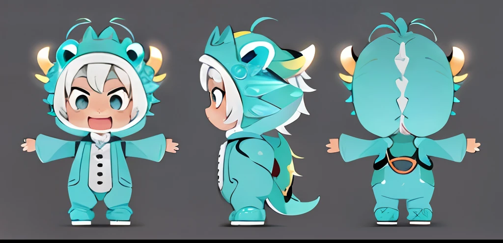 Cartoon character design of little boy in dragon costume, Stylized character design, character design contest winner, full body dragon concept, Game character design, monster character design, very stylized character design, Full body character design, Character design, dragon - inspired suit, high quality character design, animated character design, advanced digital chibi art, an animated character