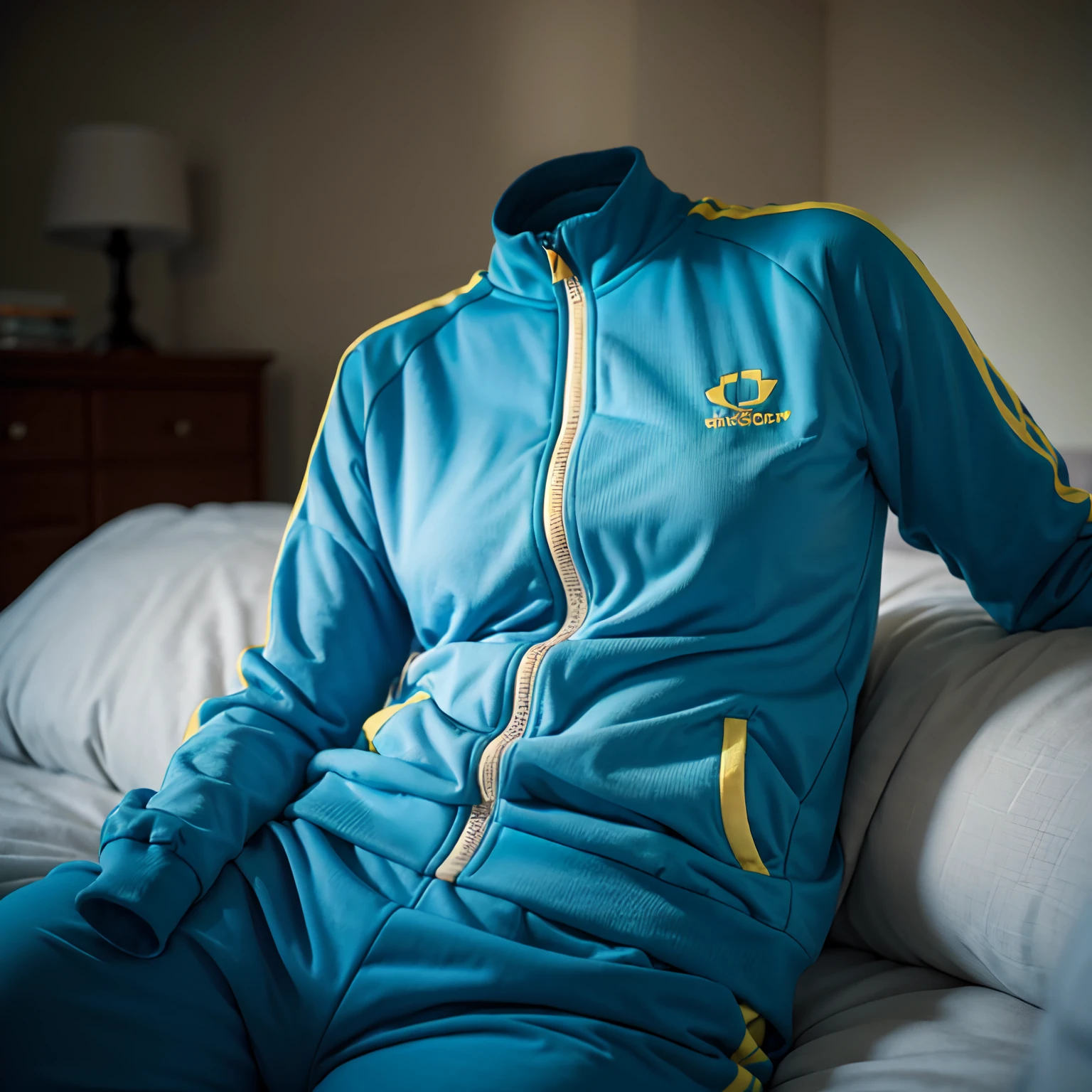 school tracksuits sleeping on bed, ((invisible, no humans:1.5, headless:1.5, handless, legless)), big breast, (close-up to breast), (big hip), face down,
(8k, RAW photo, best quality, masterpiece:1.2), (realistic, photo-realistic:1.37),photon mapping, radiosity, ((Hasselblad photography)),physically-based rendering,