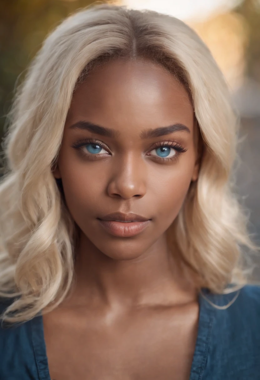 black girl with blond hair and blue eyes