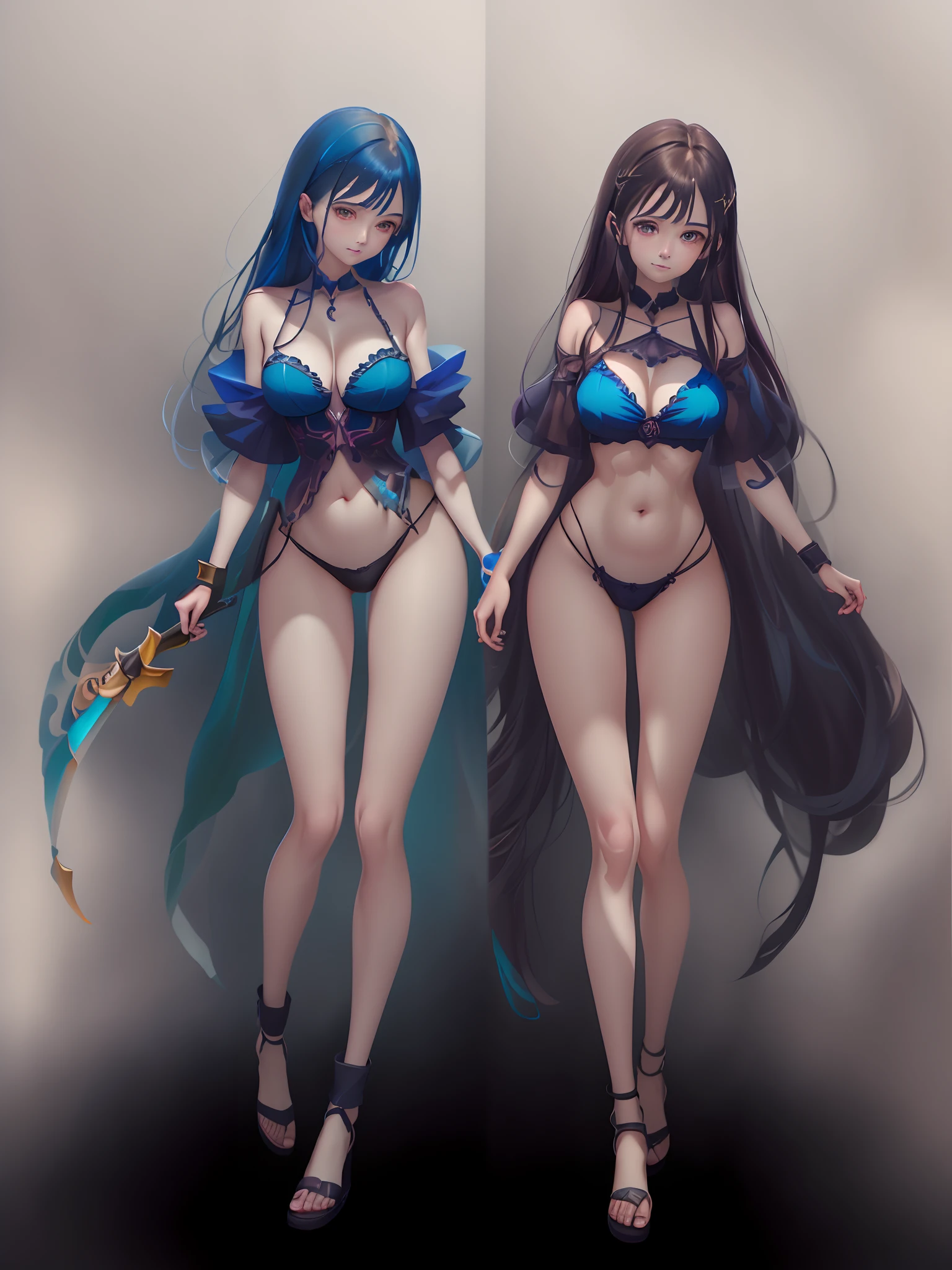 Brown hair, surrealism, Ghibli-like colors, Ghibli-like colors, anime big breast, Standing painting, angle of view, foreshortening, foreshortening, 8K, Super detail,Women have full breasts and blue hair,hentail realism, shadowing,,character sheets, reference sheet, Standing painting, 8K, Super detail, 1080p, Women's HD,femele, 16k, A high resolution, Best quality, High quality, Anatomically correct, Masterpiece, ccurate, hyper HD,As graceful as a swan,unreal-engine, Ghibli-like colors, anime big breast, Standing painting, angle of view,battle armor,ssee-through,Lace skirt