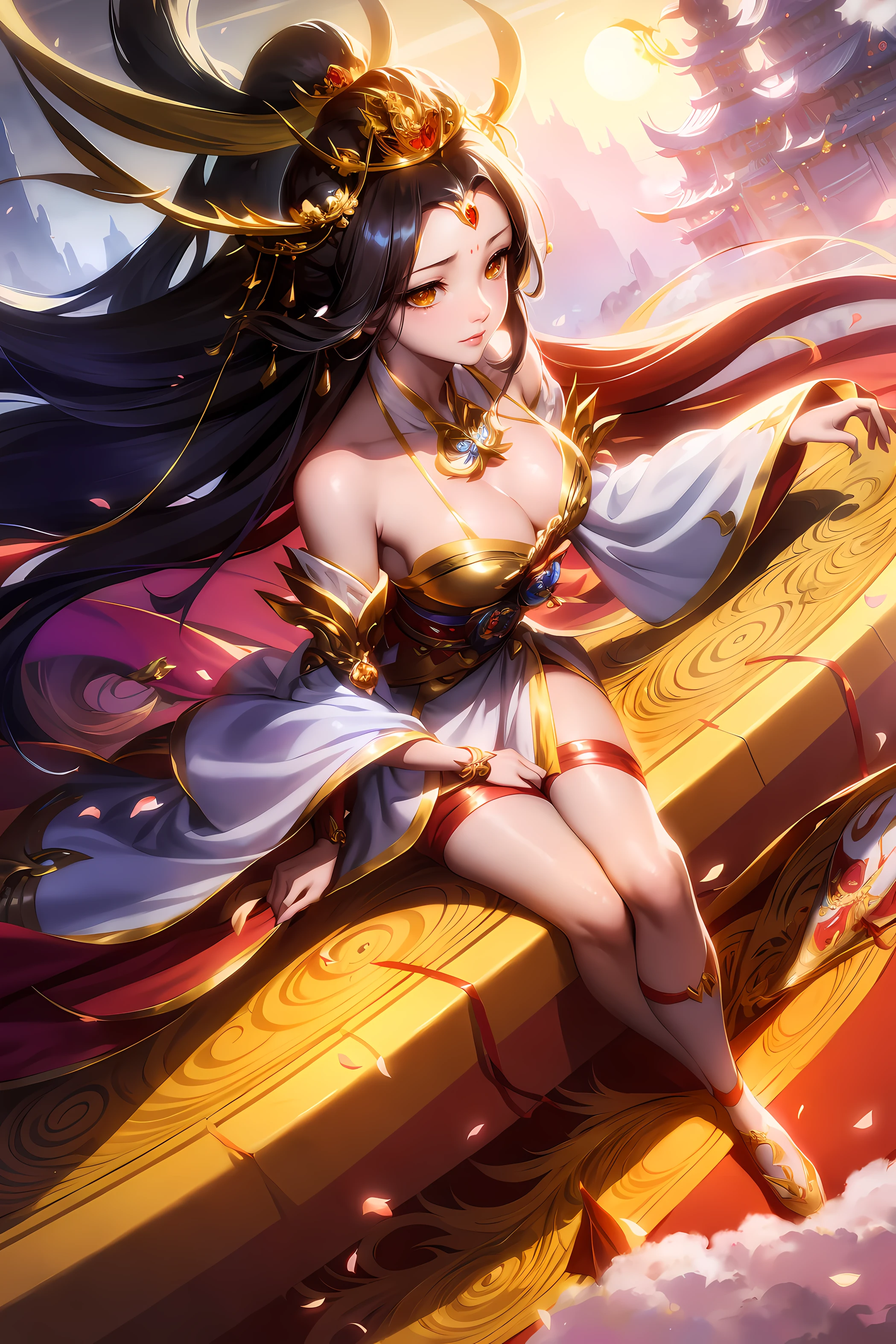 anime girl in oriental dress with flowing hair and a crown, concept art by Yang J, pixiv contest winner, fantasy art, artgerm on artstation pixiv, ! dream artgerm, a beautiful fantasy empress, style artgerm, style of artgerm, artgerm. anime illustration, extremely detailed artgerm, artgerm lau