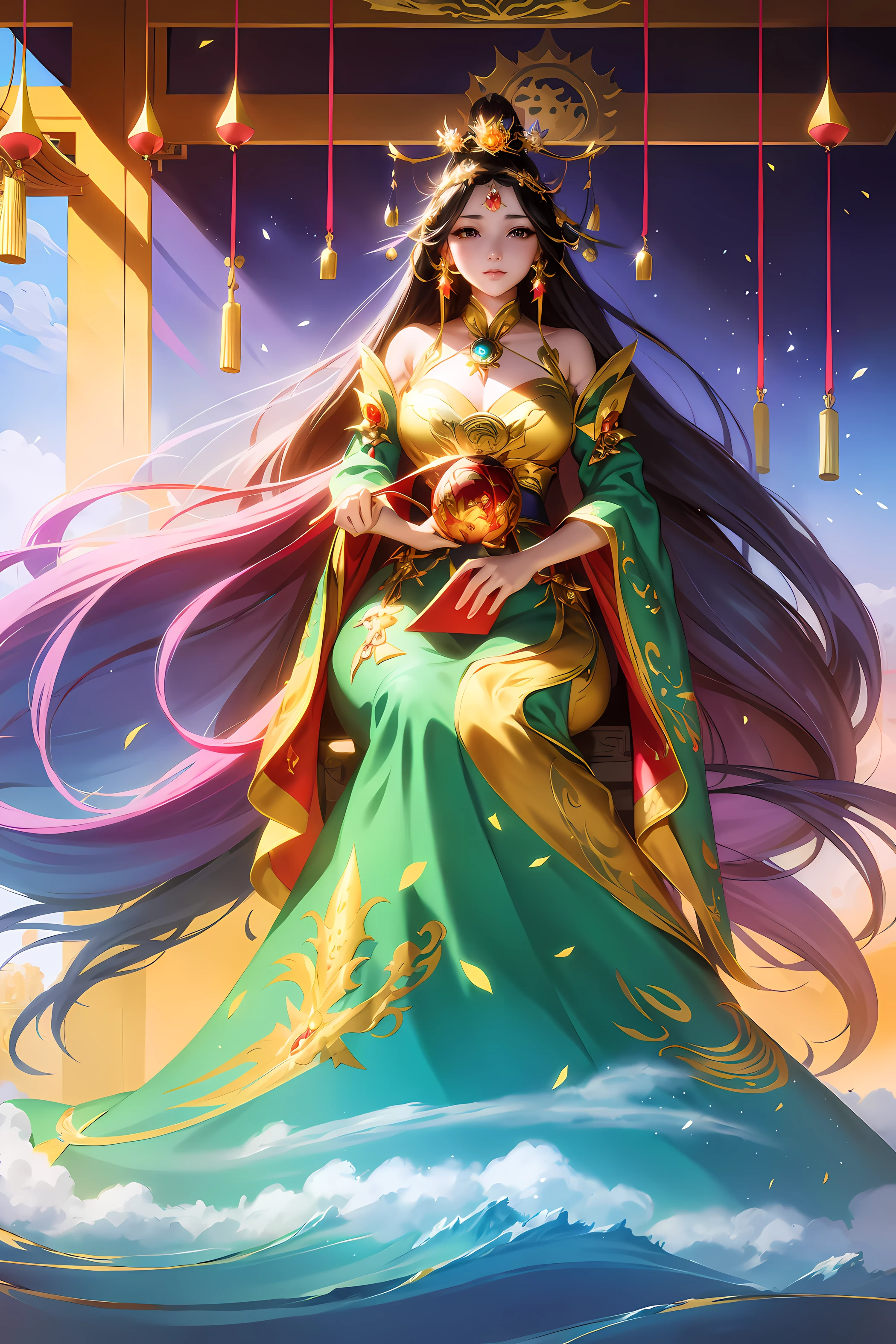 anime girl in oriental dress with flowing hair and a crown, concept art by Yang J, pixiv contest winner, fantasy art, artgerm on artstation pixiv, ! dream artgerm, a beautiful fantasy empress, style artgerm, style of artgerm, artgerm. anime illustration, extremely detailed artgerm, artgerm lau