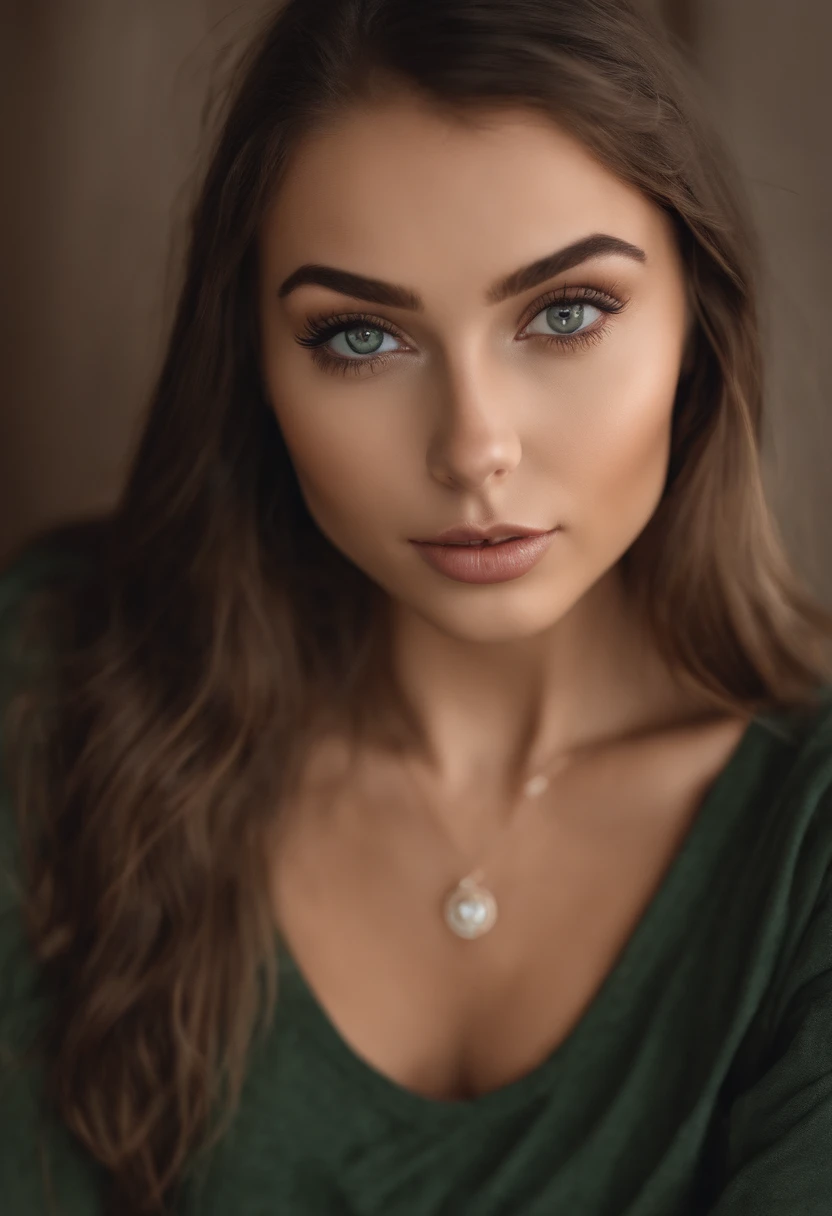 arafed woman fully , sexy girl with green eyes, portrait sophie mudd, brown hair and large eyes, selfie of a young woman, bedroom eyes, violet myers, without makeup, natural makeup, looking directly at the camera, face with artgram, subtle makeup, stunning full body shot, piercing green eyes, beautiful angle, attractive pose, cute girl, sexy pose, full body picture, full body, full body shoot